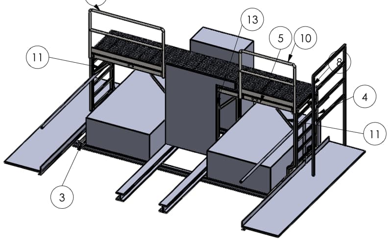 Technische CAD-Zeichnung einer Stahlbaugruppe
